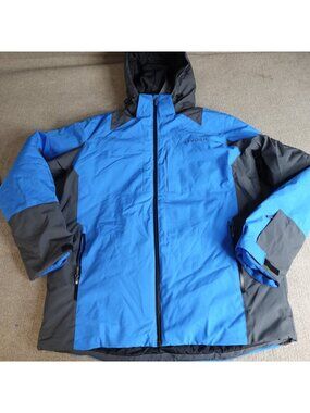 Spyder Mens Jacket XL Blue Full Zip Contact Hooded NEW
